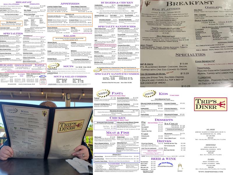 Trip's Diner Menu
