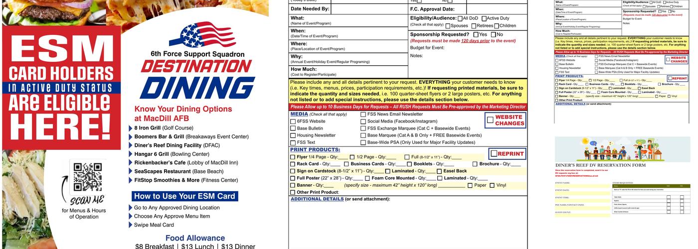 Diner's Reef Dining Facility Menu