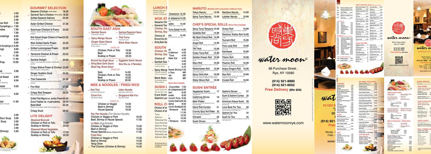 Water Moon Menu