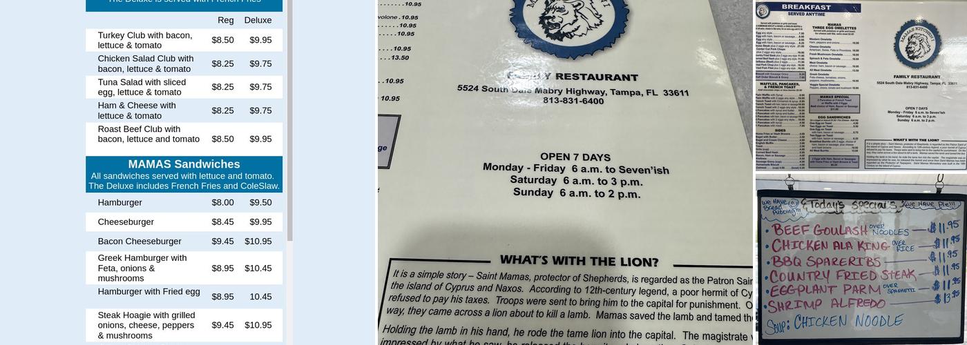 MAMAS KITCHEN Menu