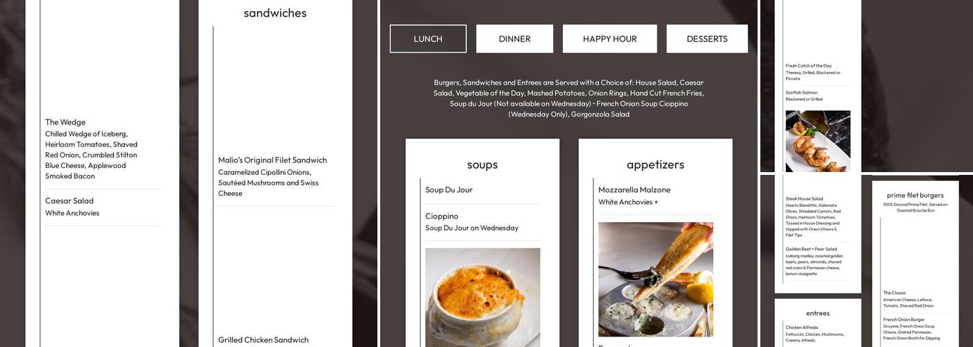 Malio's Menu