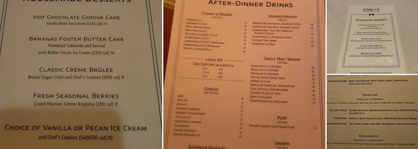 Eddie V's Prime Seafood Menu