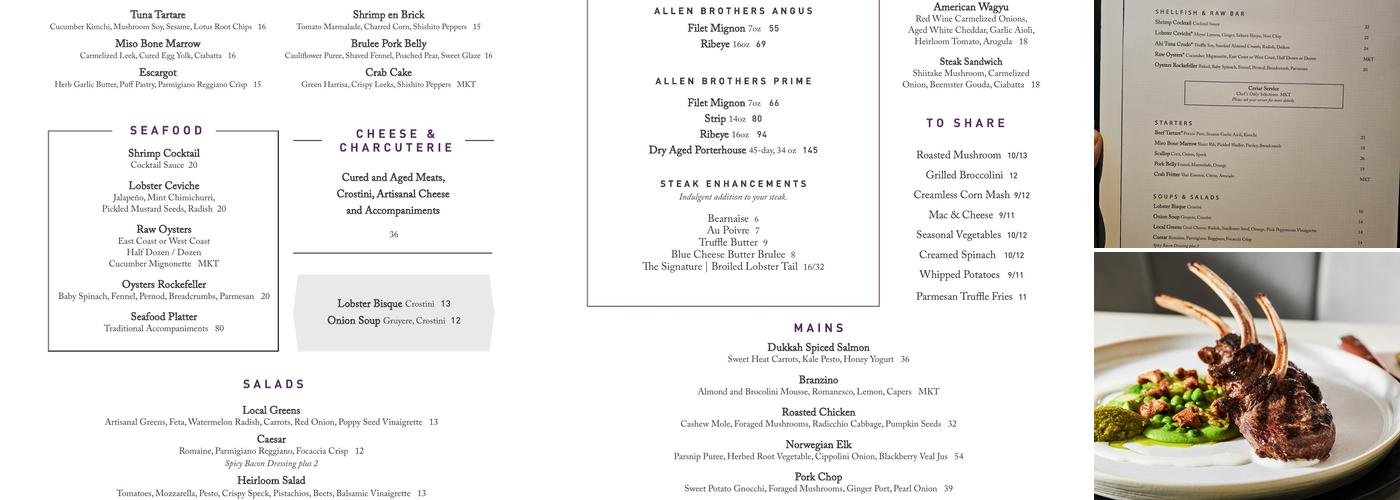 Rococo Steak Menu
