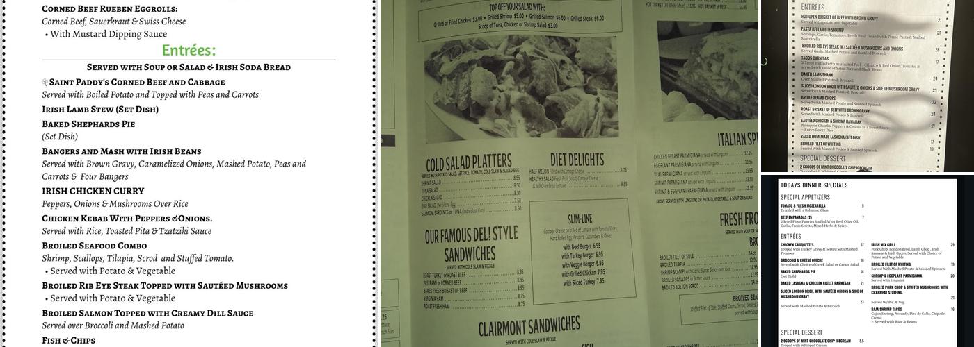 Clairmont Diner Menu