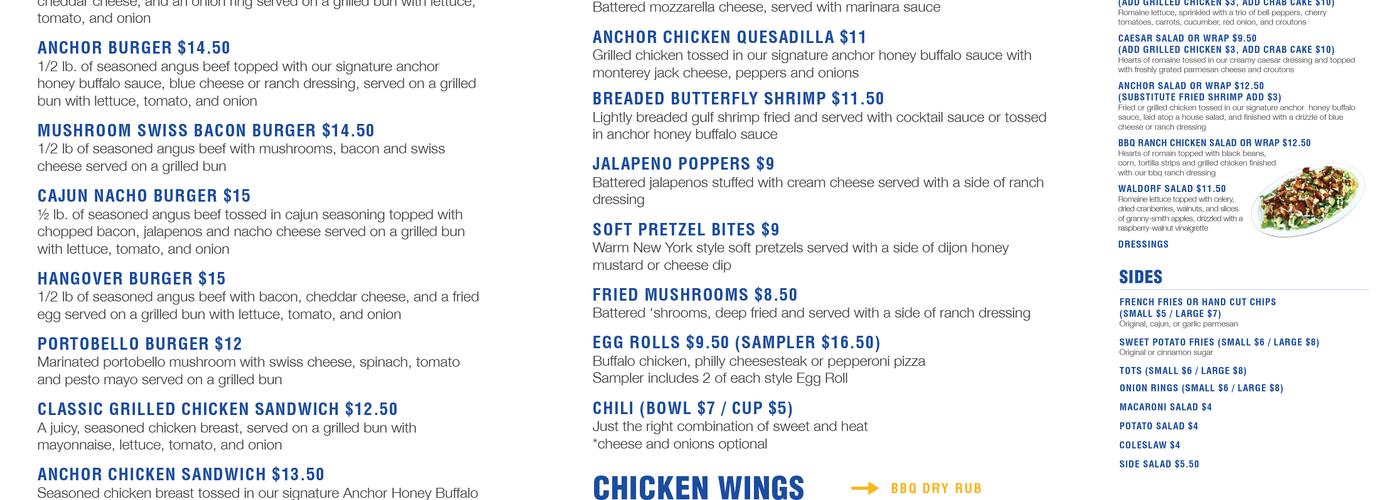 Anchor Tavern Menu