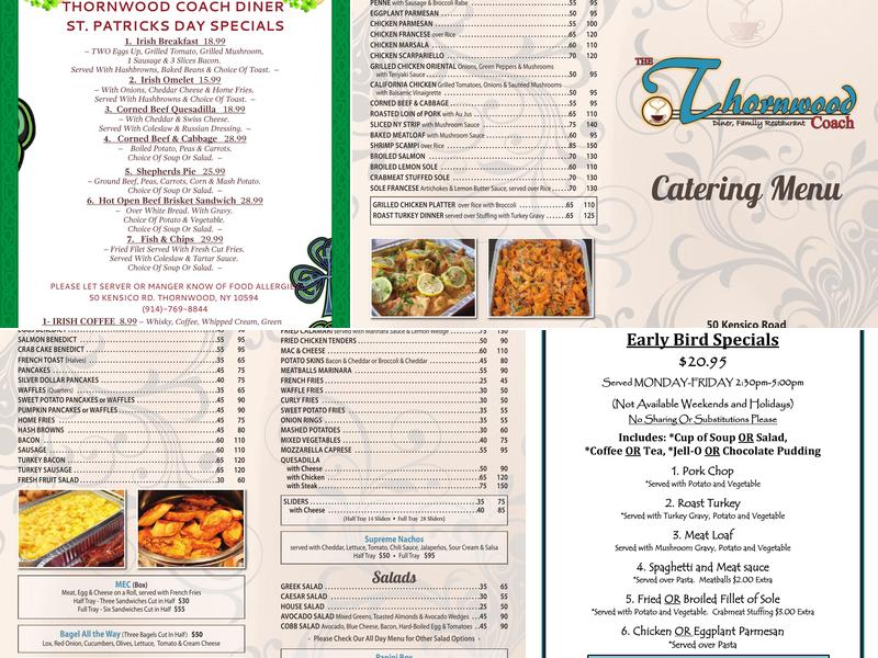 Thornwood Coach Diner Menu