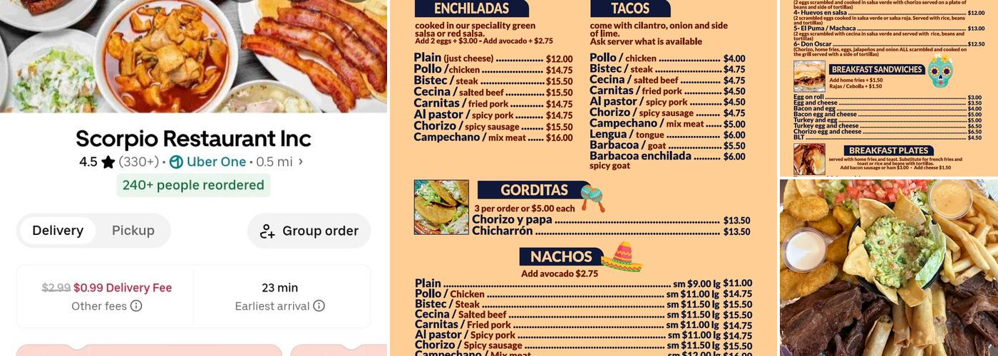 Scorpio Menu