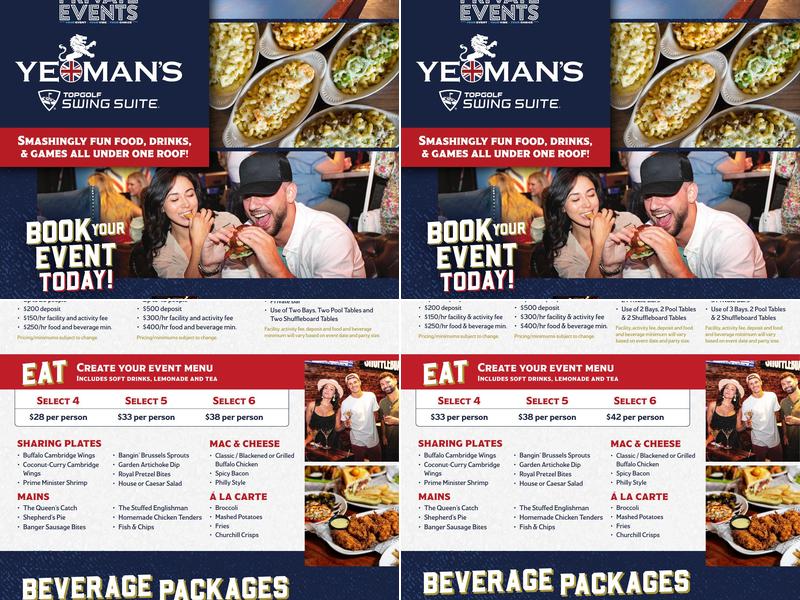 Yeoman's Topgolf Swing Suite Menu