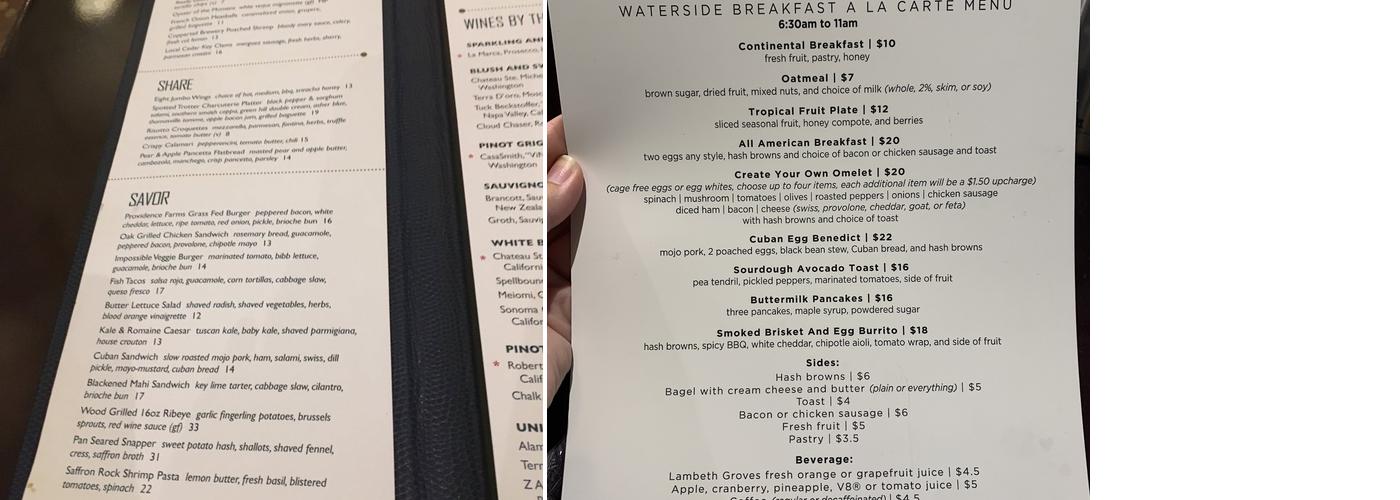 Café Waterside Menu