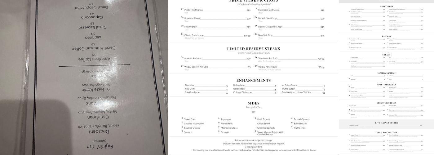 Rothmann's Steakhouse Menu