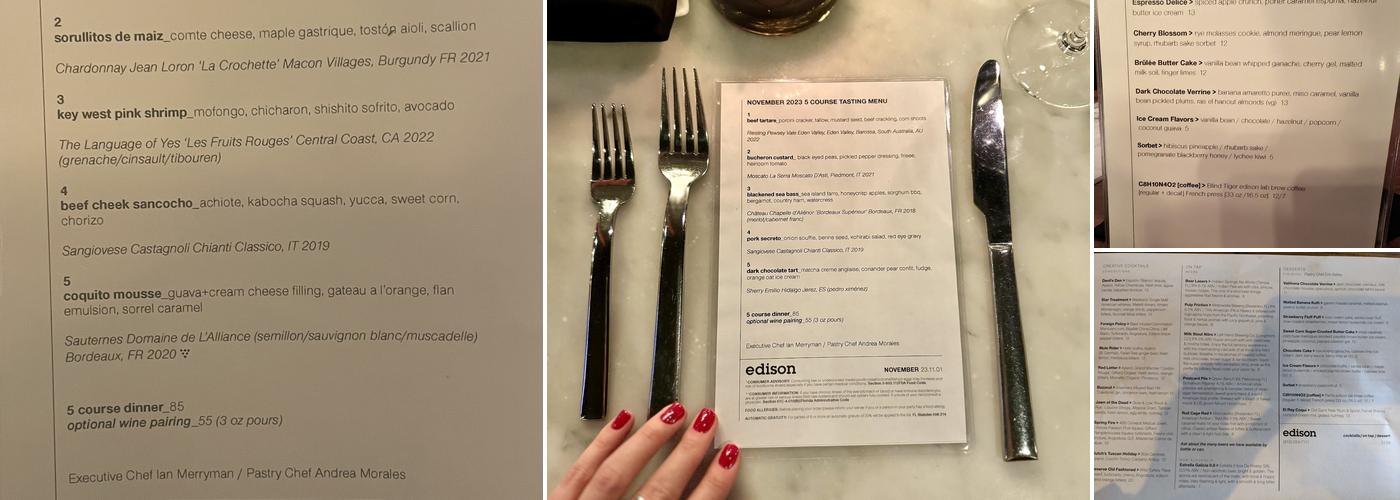 Edison: Food+Drink Lab Menu