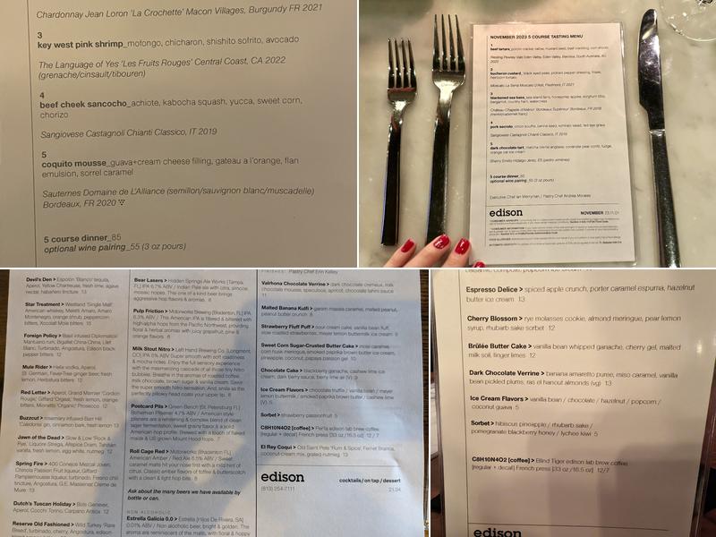 Edison: Food+Drink Lab Menu