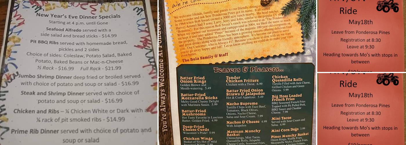 Ponderosa Pines Menu