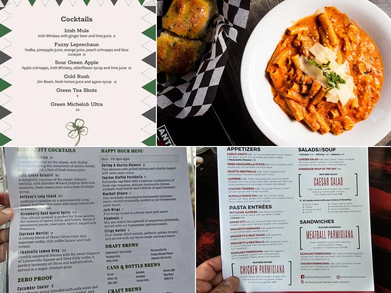 Anthony's Thornton Park Menu