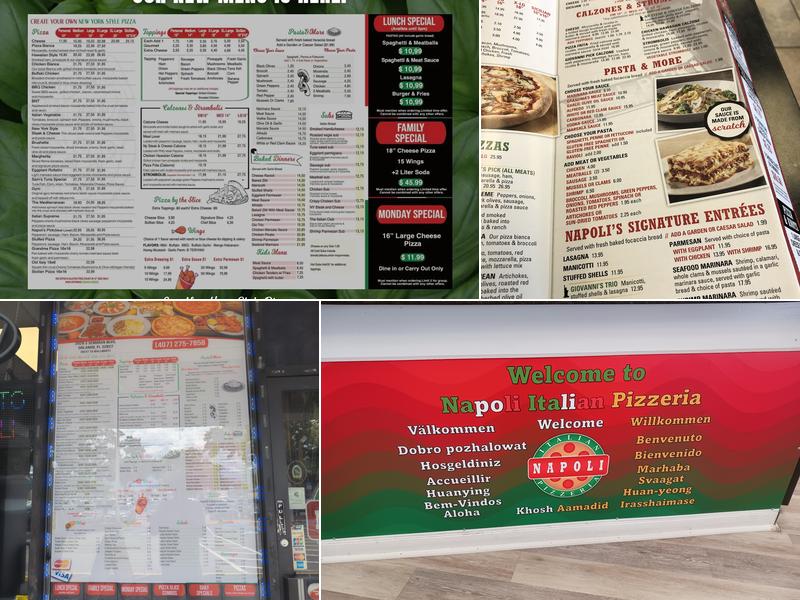 Napoli Italian Pizzeria Menu