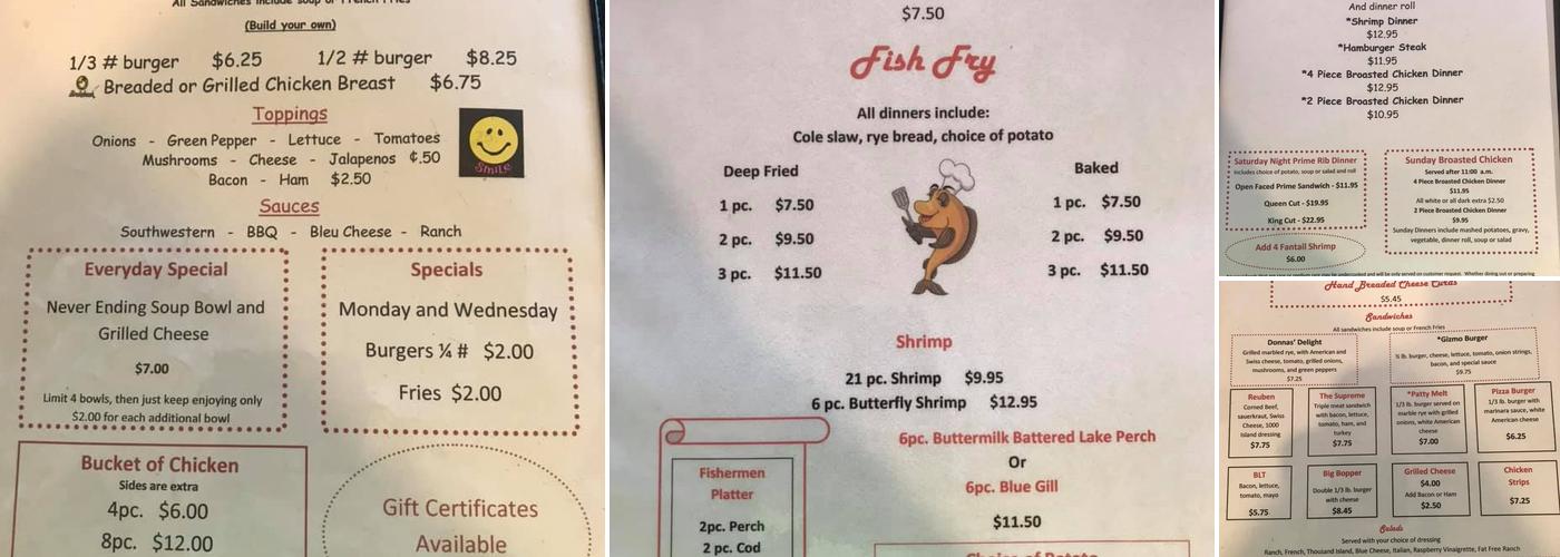 Smiley's Old Time Diner Menu