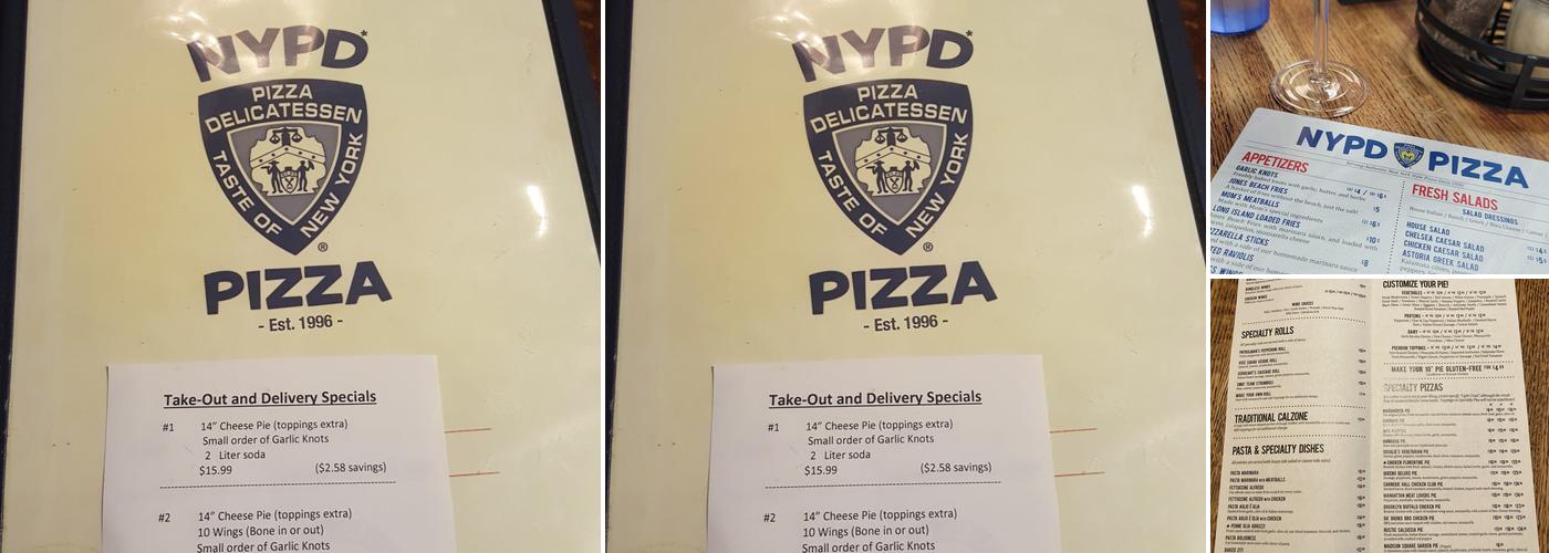 NYPD Pizza Menu