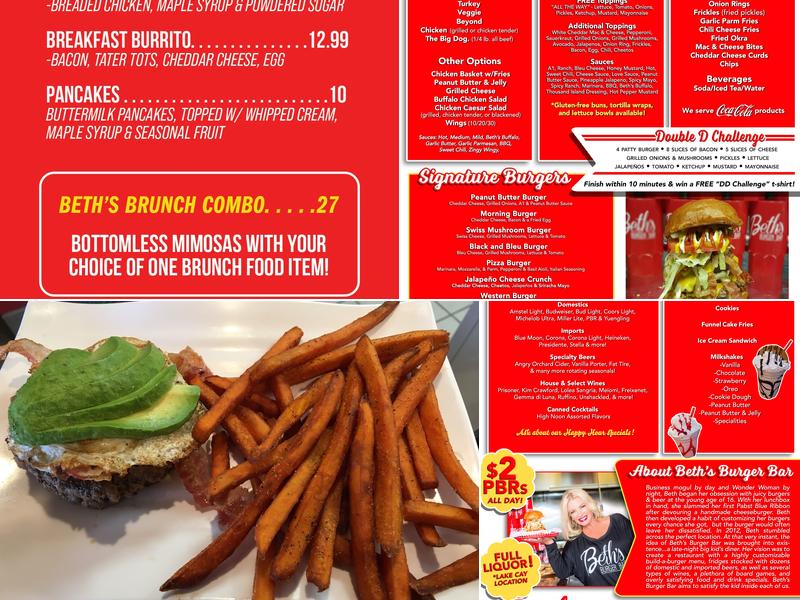 Beth’s Burger Bar Menu