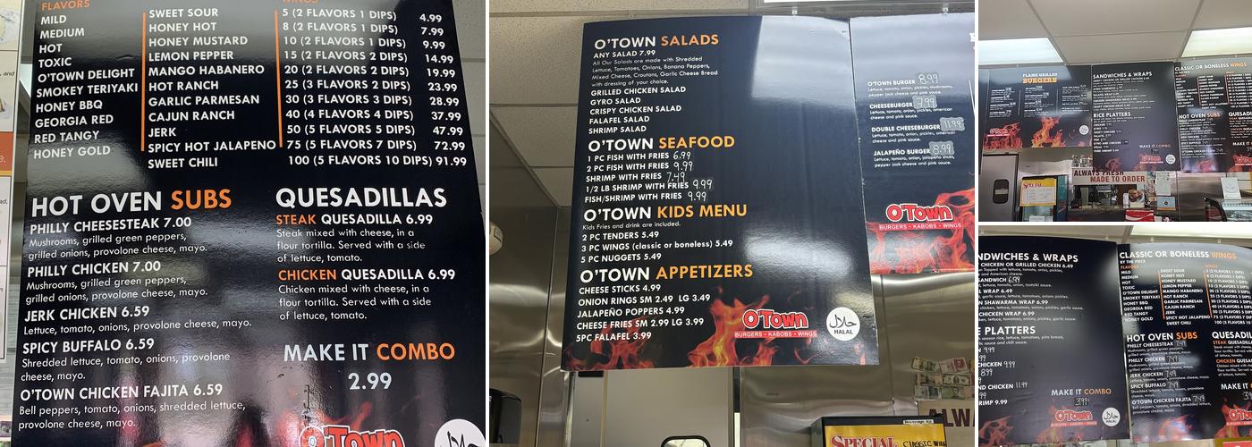 O'Town Burgers N Wings Menu