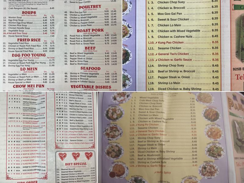 Panda Restaurant Menu