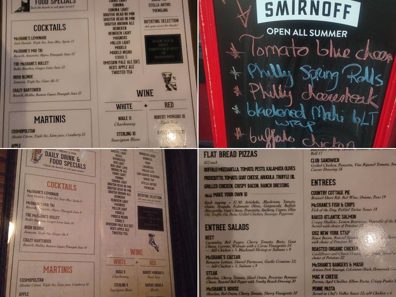 McShane's Bar & Restaurant Menu