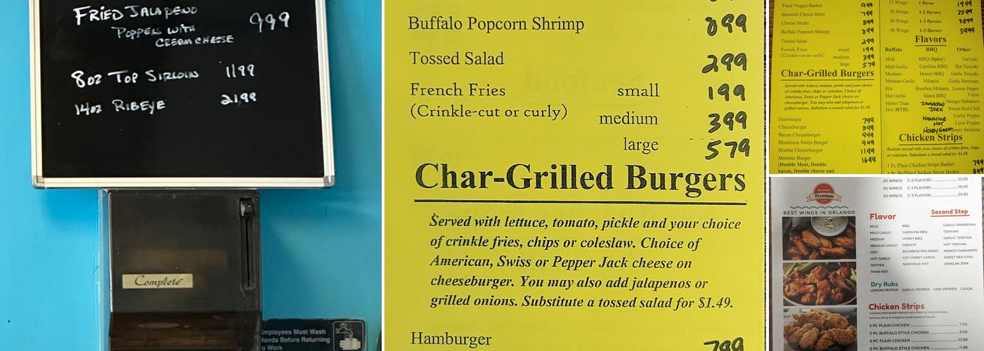 Greg's Place Wings Menu