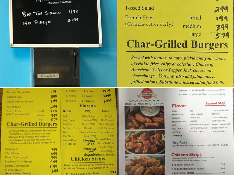 Greg's Place Wings Menu