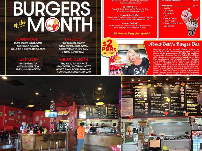 Beth's Burger Bar Menu