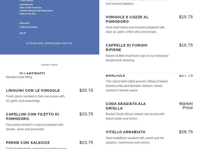 Marianacci's Menu