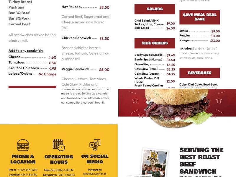 Beefy King Menu