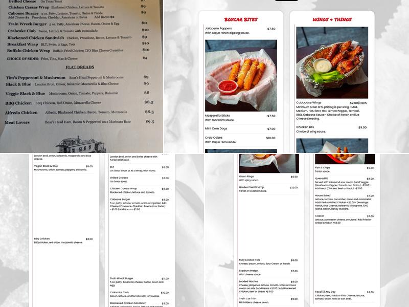 Caboose Menu