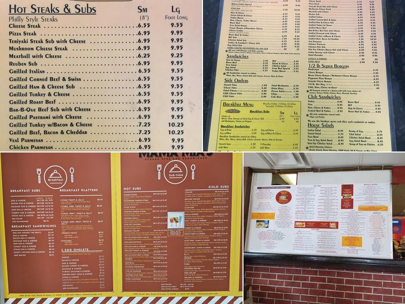 Mama Mia's Steak Subs & Sandwiches Menu