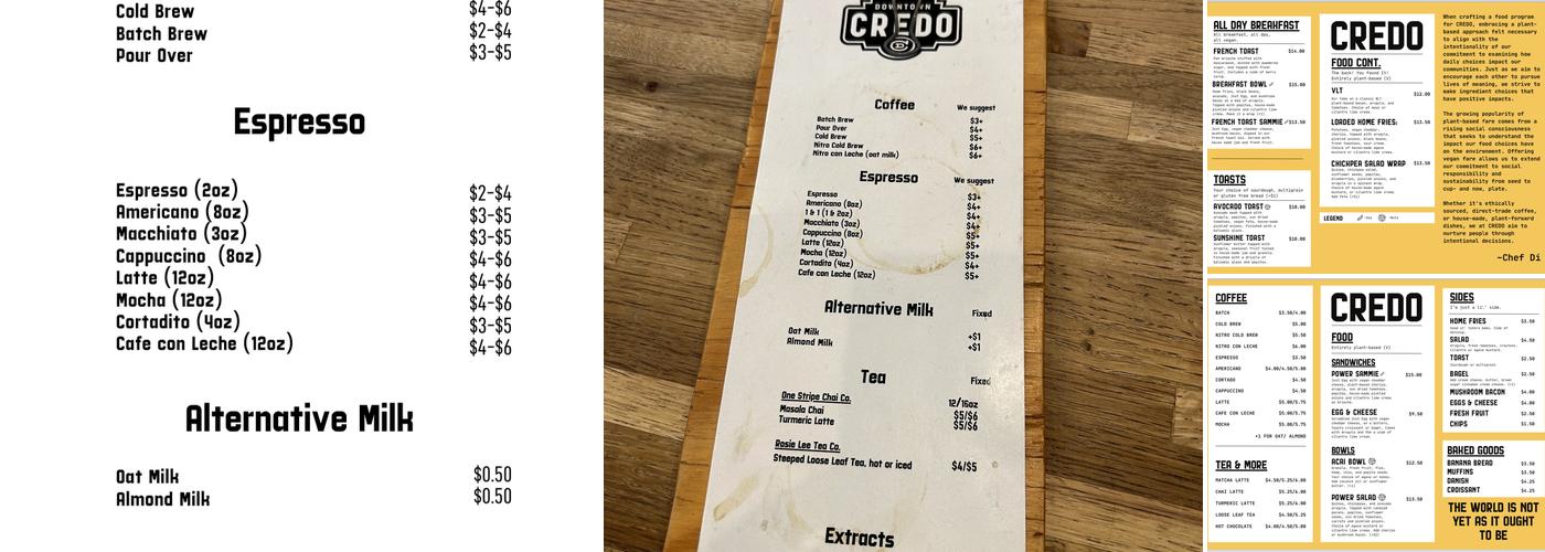 Downtown CREDO - North Quarter Menu