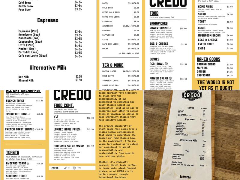 Downtown CREDO - North Quarter Menu
