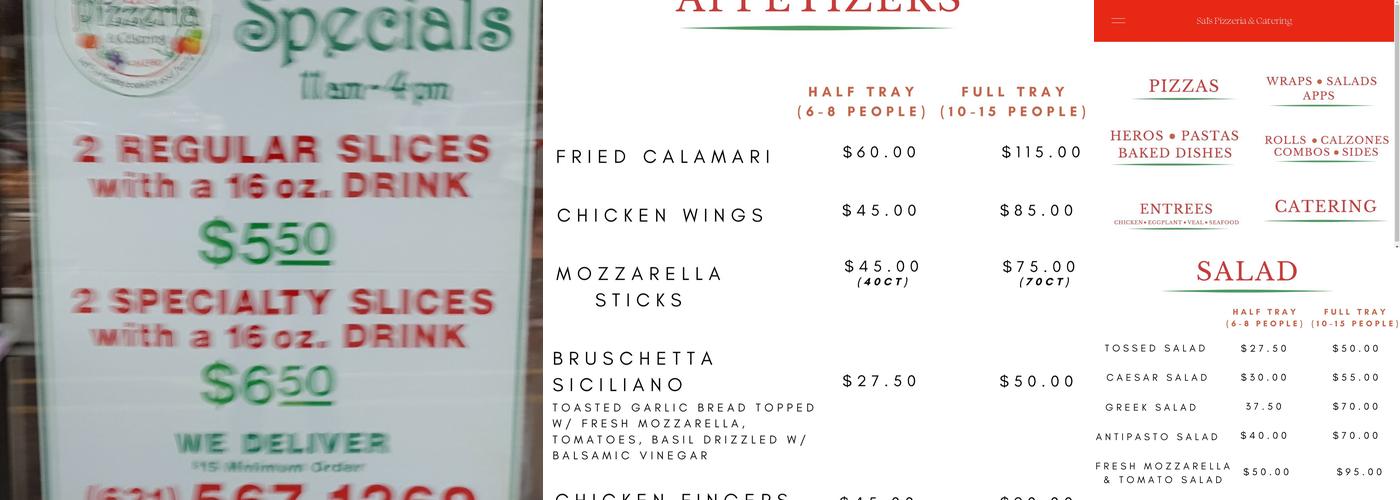 Sal's Pizzeria and Catering Menu