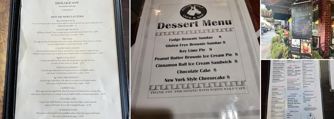White Wolf Cafe Menu