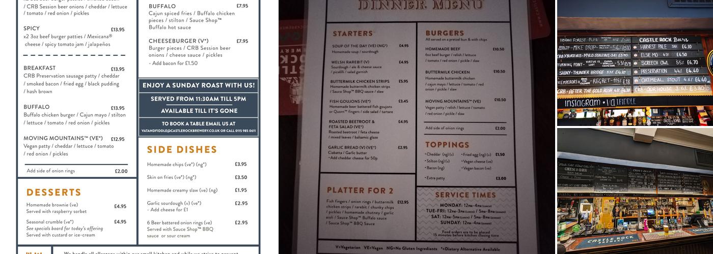The Vat & Fiddle Menu