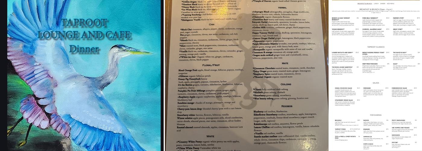 Taproot Lounge & Cafe Menu