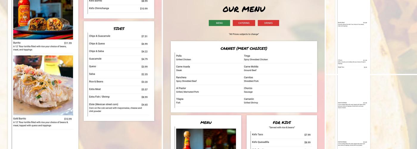 Tacos El Rancho Menu