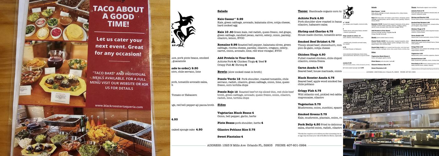 Black Rooster Taqueria Menu