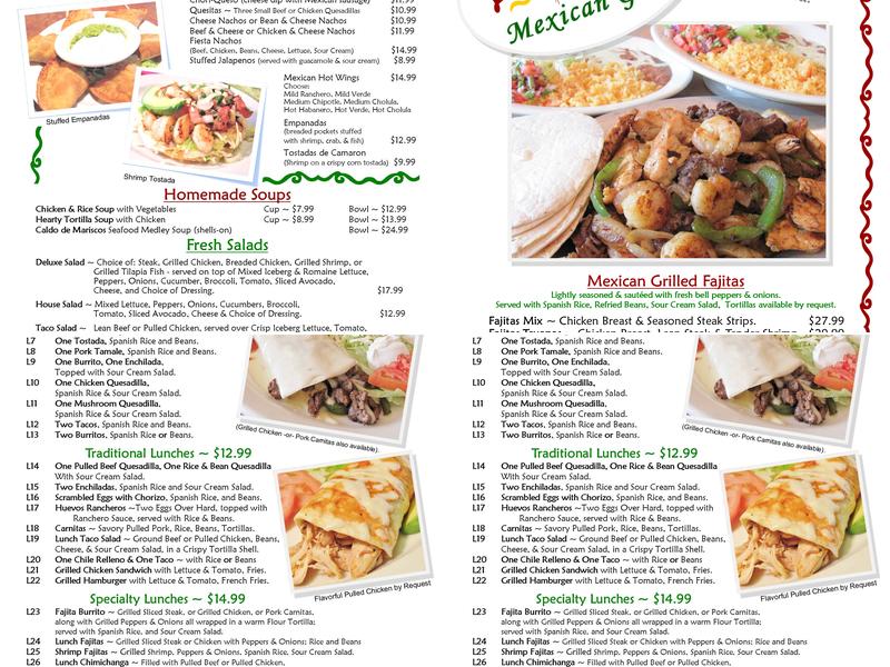 La Fiesta Mexican Grill Menu