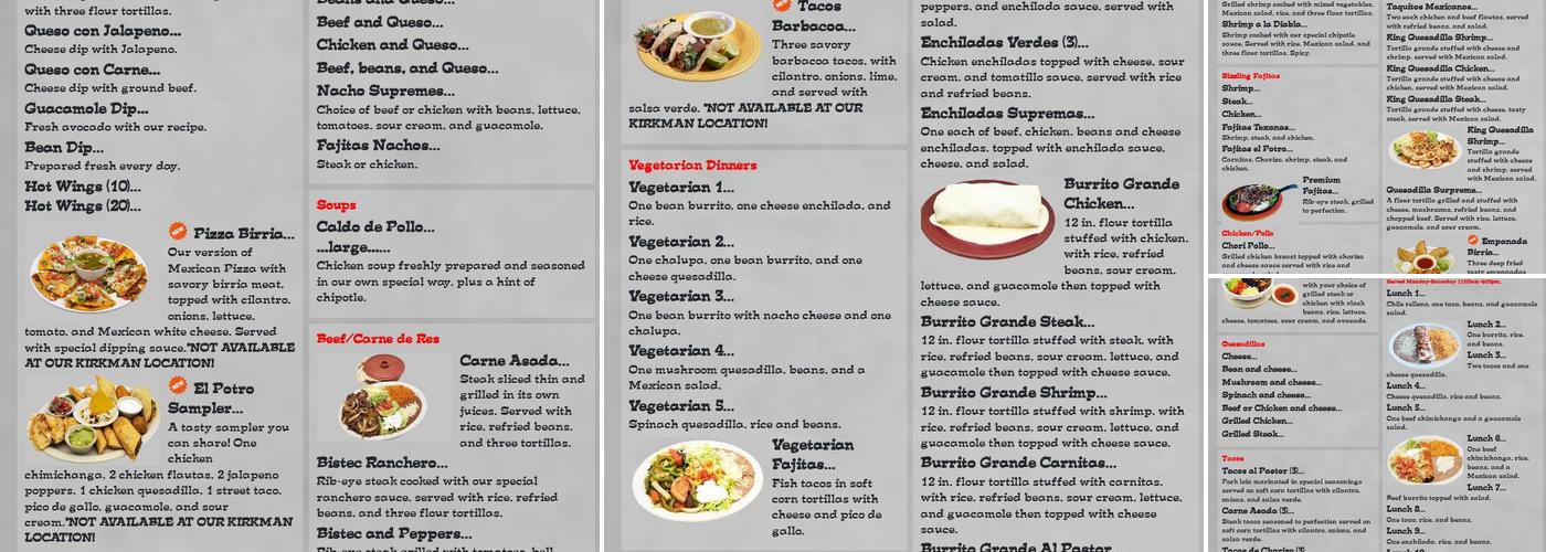 El Potro Mexican Restaurant Menu