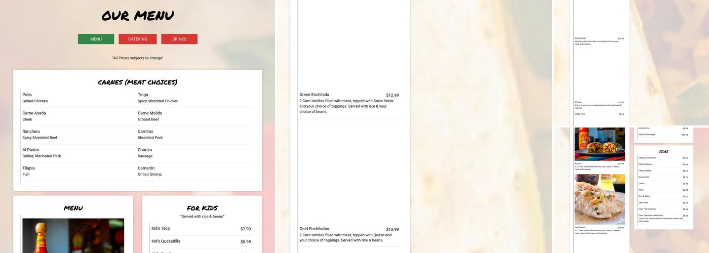 Tacos El Rancho Menu