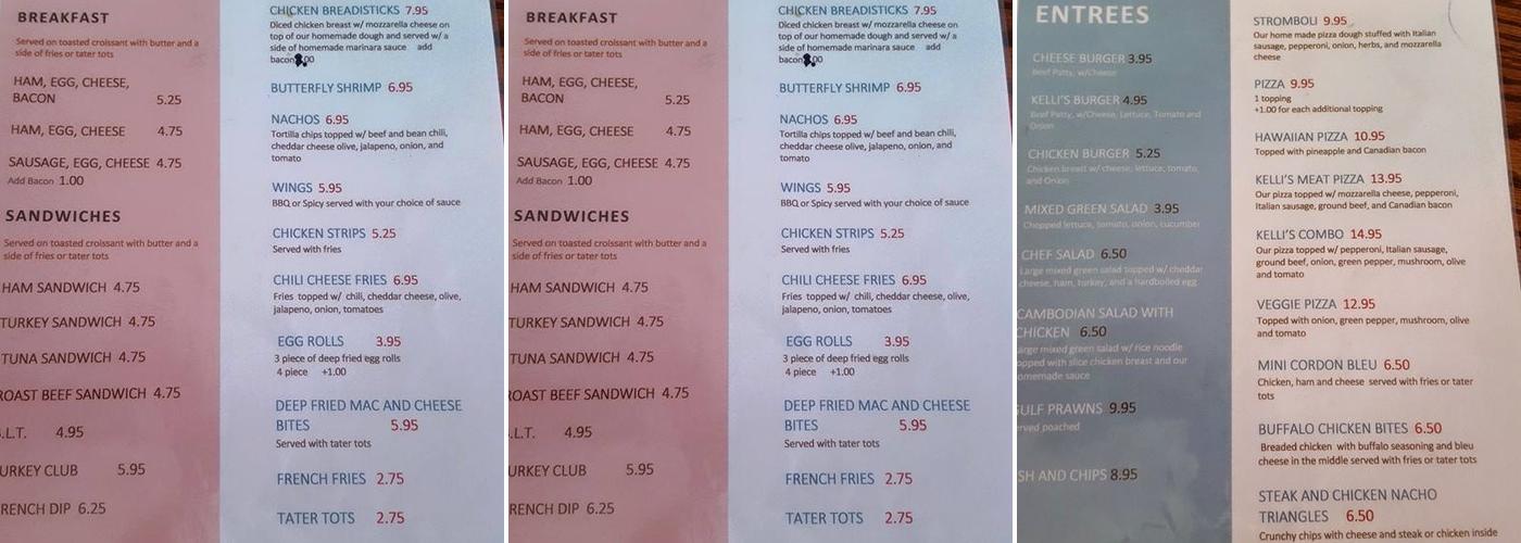 Kelli's Menu