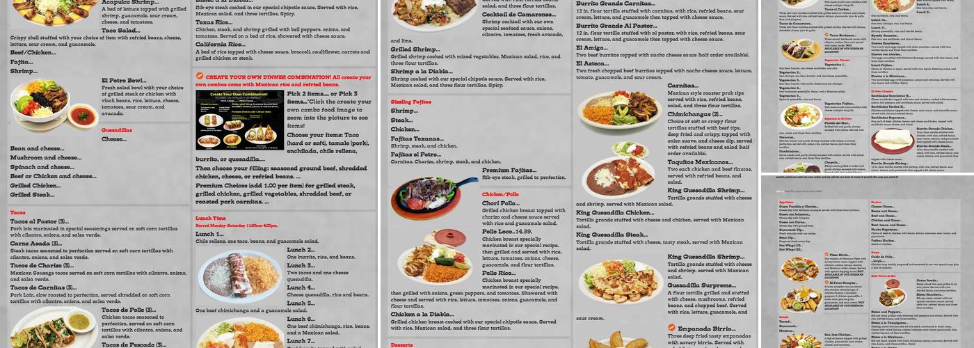 El Potro Mexican Restaurant Menu