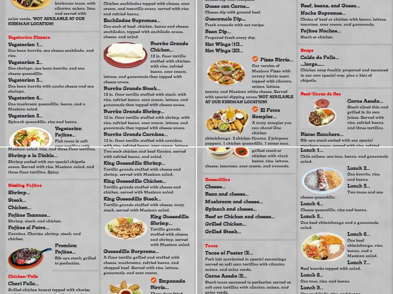 El Potro Mexican Restaurant Menu
