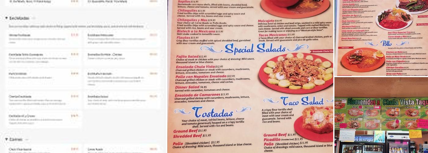 Chula Vista Méxican Restaurant Menu