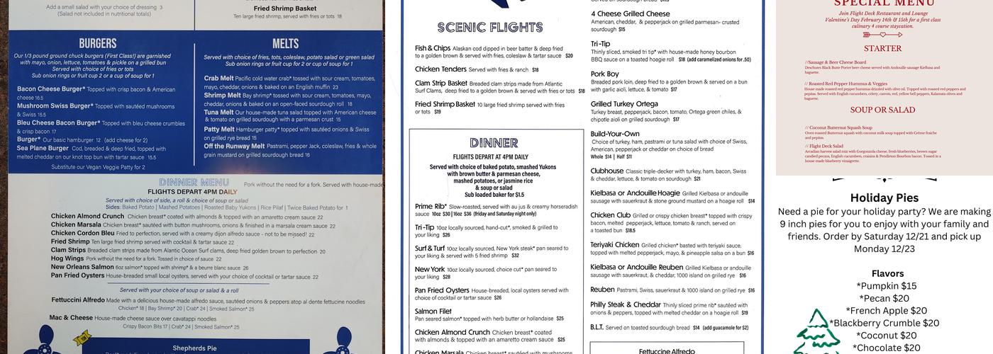 Flight Deck Restaurant & Lounge Menu
