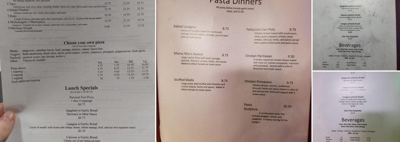 Michelangelo's Menu