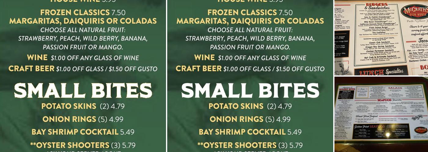McGrath's Fish House Menu
